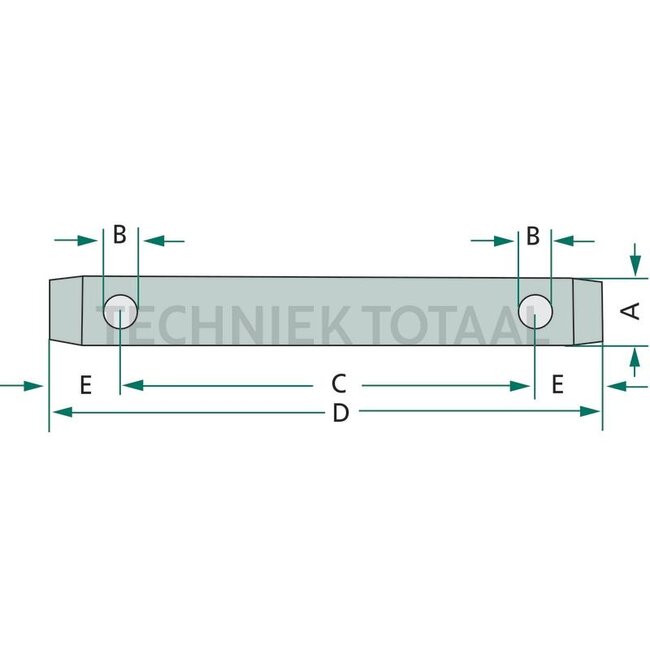 GRANIT Pin Cat. 2 - 200129324 | Version: Drilled on both sides - single, without chain | Category: 2 | A: 25 mm | B: 12 mm | C: 250 mm | D: 294 mm | E: 22 mm