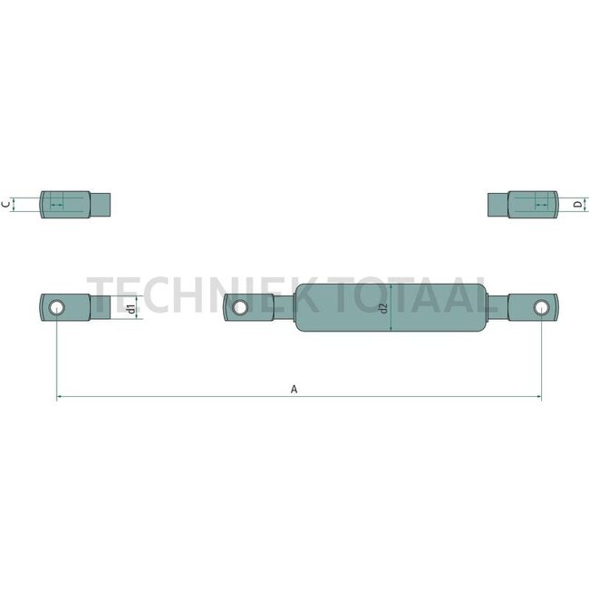 GRANIT GRANIT gas strut - 654980012, 3301920M92, 699361 | Newtons: 190 | A: 525 mm | B: 285 mm | C: 8 mm | D: 8 mm | Form: 2