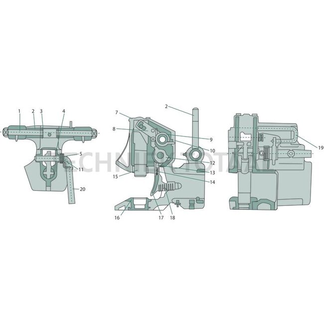 Sauermann Koppelingshendel compleet - 711155017, HS1550-KUD-E/12