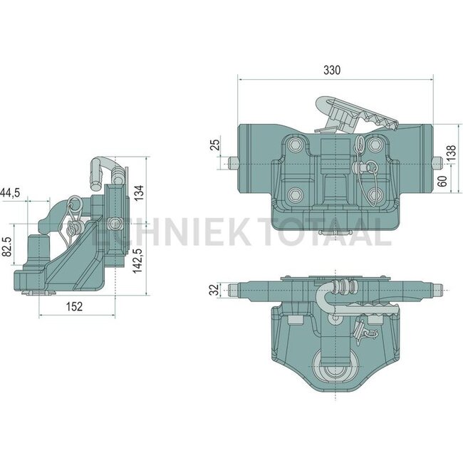 ROCKINGER Piton Fix railbreedte 330 mm, vergrendelpen Ø 25 mm, 4000 kg, 89,3 kN