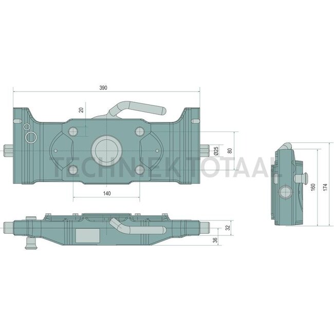 Scharmüller Adaptor plate rail width 390 mm, hole pattern 140 x 80 mm, M20 - 7.7390.42-A02, 07.7390.42-A02