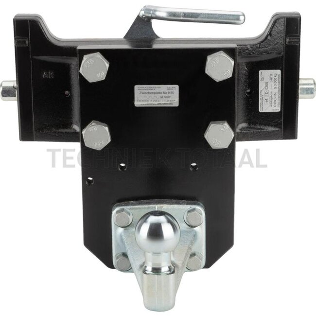 Scharmüller Innenteil Kuppelpunkt 10cm tiefer - 77707733005 | Schienenbreite: 330 mm | Führungsbreite: 32 mm | Rastbolzen Ø: 25 mm | Stützlast: 250 kg | D-Wert: 31 kN | Ausladung: 147 mm | Plattenhöhe: 150 mm | Bohrung: M20 mm | Farbe: Schwarz | Beschreibung: Höhenve