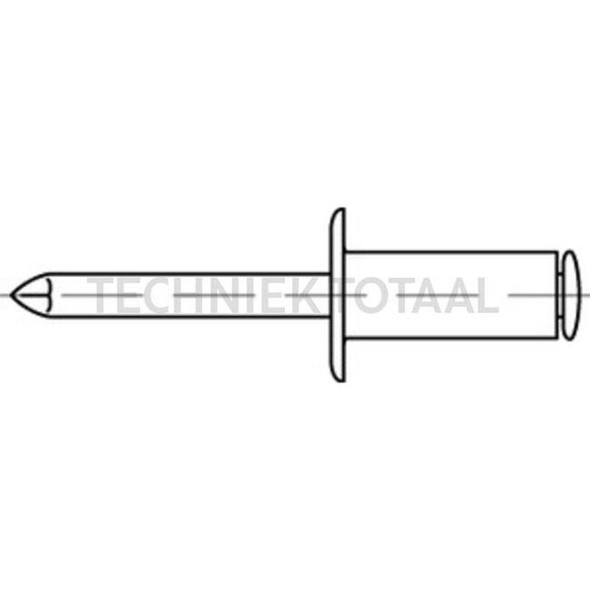 GRANIT blind rivet - 500 pcs. - 48788402 05X020, L158448 | Hole Ø: 5.1 mm | DIN: 7337 | Ø dk: 9,5 (-0,8) mm | K: 1,1 (+/-0,3) mm | Clamping range: 12,0 - 15,5 mm | Clamping length l: 12 - 16 mm | Length: 20 mm | Nominal size: 5x20 mm | Ø d: 5 mm | ISO no.: 15977