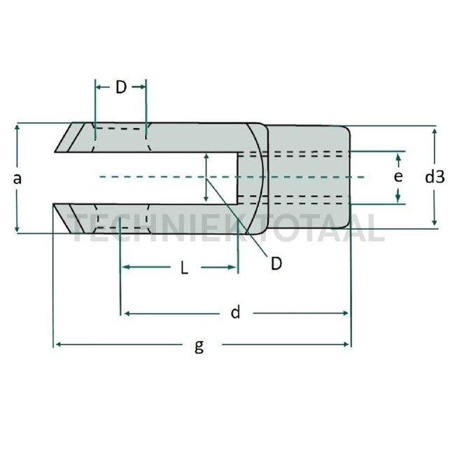 GRANIT Gaffelkop - 48571752 G10X20 V, 00001835, 26916339, 410001835, 7335191, ZK | Ø D: 10 mm | Aantal per doos: 10 | d3: 18 mm | DIN: 71752 | Draad: M10 | Kwaliteitsklasse: verzinkt | Lengte: 20 mm | d: 40 mm | g: 52 mm