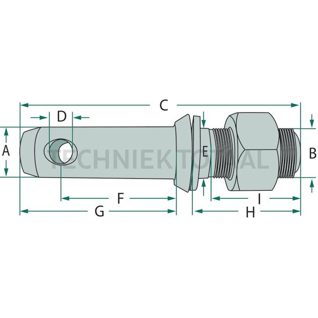 GRANIT Werktuigpen cat. 2 - M27 x 1,5 - 147 mm