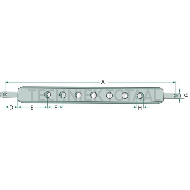 GRANIT Linkage drawbar cat. 2 | 861 x 80 x 40 mm | 7 holes