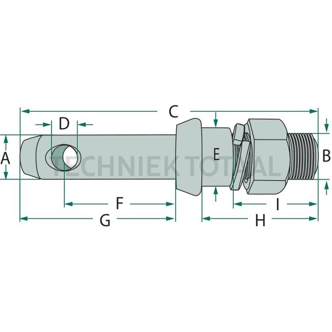GRANIT Werktuigpen cat. 1, Ø 22 mm, M22 x 1,5, 146 mm | 920012995