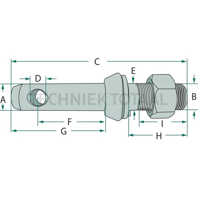 GRANIT Werktuigpen cat. 2 - M22 x 1,5 - 149 mm