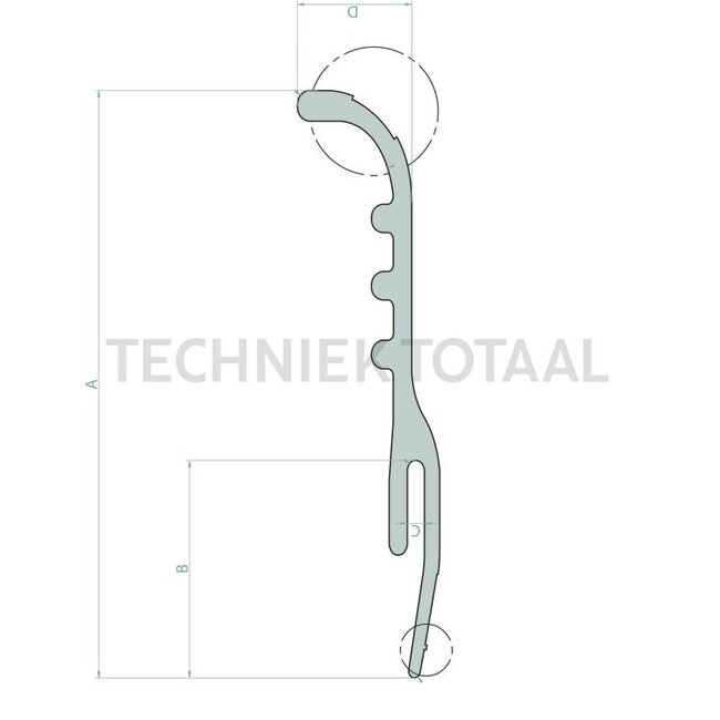 GRANIT Spatbordverbreder Rollengte: maximaal 25 meter - 65499299 | A: 124 mm | B: 57 mm | C: 4,5 mm | D: 30 mm | Breedte: 129 mm