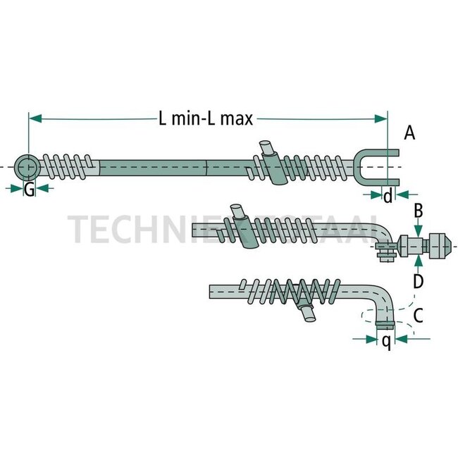 Walterscheid Walterscheid Spacer - 395309638 | Version: B | L min. (mm): 496 | L max. (mm): 533 | Spring travel: +/- 60 | D (mm): 28 | Thread: M14