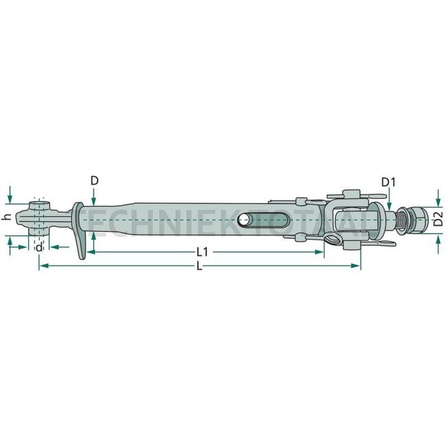 GRANIT Stabilisator cat. 2, 440 - 600 mm, met oog en draadaansluiting