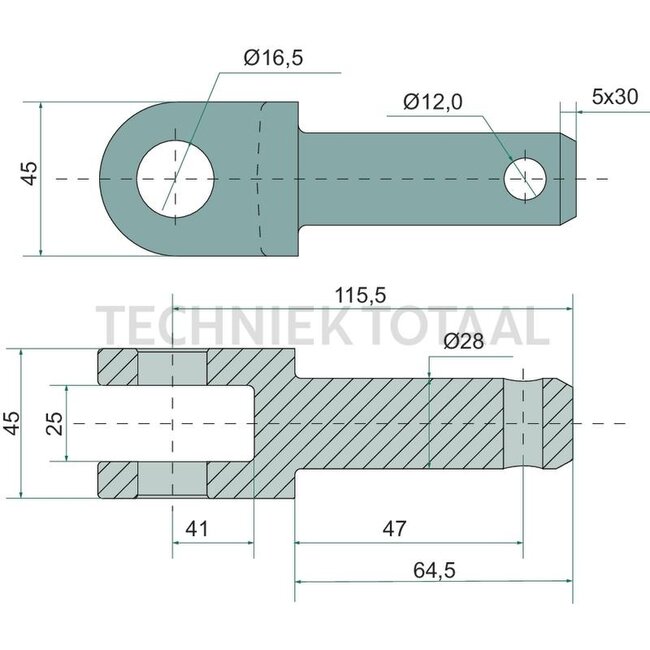 GRANIT Gabelstück - 71802505, 3140005R1 | Abmessungen: Bolzen-Ø = 28 mm