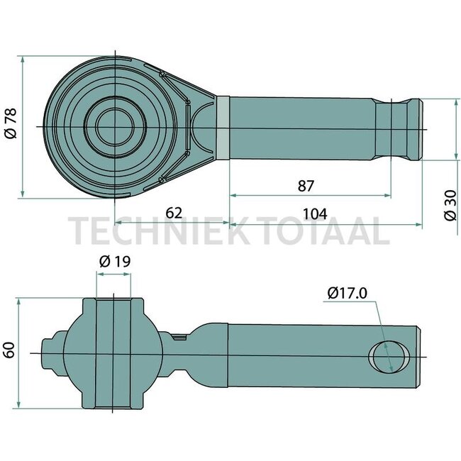 GRANIT Gelenkstück Dreipunkt Auge Ø 19,6 mm, Bohrung Ø 16 mm John Deere | AL201045, DE18855