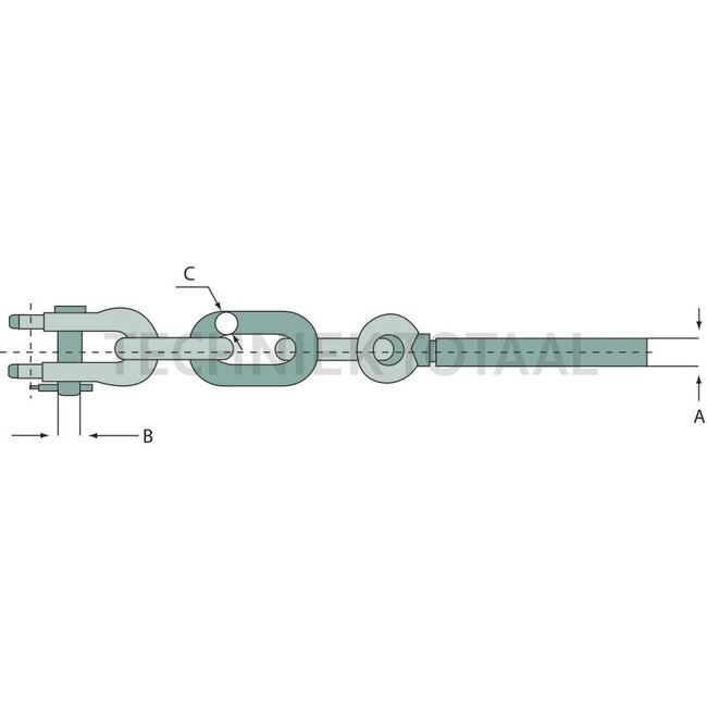 GRANIT End piece - 718LSC-A02 | Thread: Right | A: 16 x 2 mm | B: 14 mm | C: 12 mm | No. of links: 4