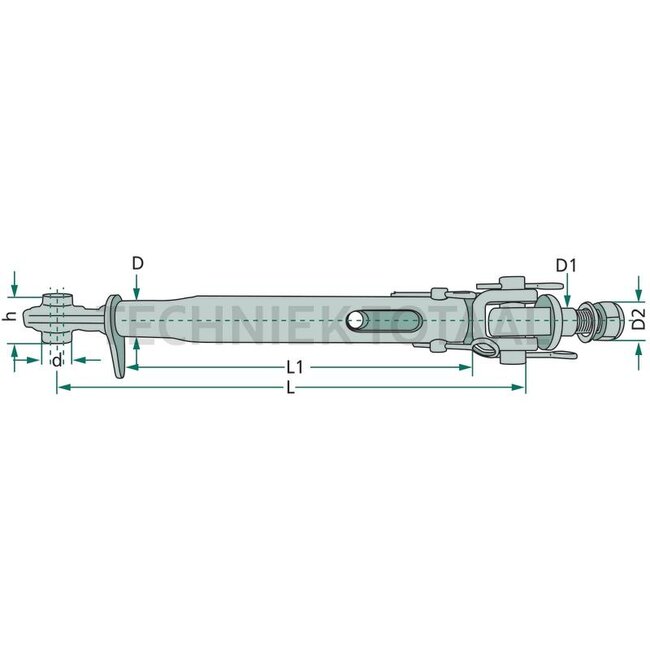 GRANIT Stabiliser bar - 71802547, 112923A1, 853697A2, I112923A1 | Cat.: 1 | h: 44 mm | D1: 30 x 3,5 mm | D2: 24 x 3 mm | L: 400 - 670 mm | Dimensions: Length = 400 - 670, Eye = 19.5, Clevis pin Ø = 20, Thread M24 x 3, Thread length = 80 mm | d: 19,5 mm