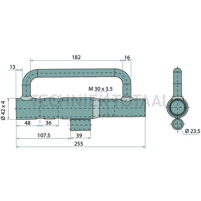 GRANIT Threaded sleeve - 71812316, AL201044, DE18854 | Dimensions: Length = 260, Cotter pin Ø = 16, M30 x 3.5 mm | Thread: M30 x 3,5 mm | Length: 260 mm