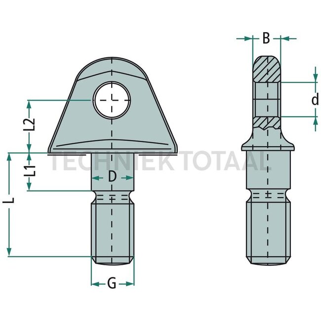 Walterscheid Shackle kit - 395201024, 201024 | d: 20 mm | D: 25,2 mm | L: 62 mm | L1: 22 mm | L2: 30 mm | B: 16 mm | G: M24 mm | Agraset: 374