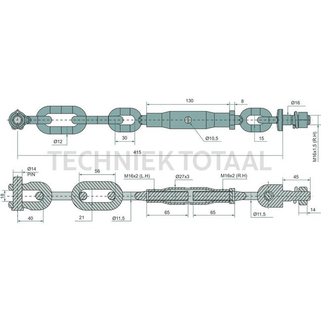 GRANIT Stabilisatorkette - 718IM-A02, 70032004, 070032004 | A: 420 mm | B: M14x2 mm | Ø: 10 mm | C: 16 mm | D: 14 mm | E: 18 mm