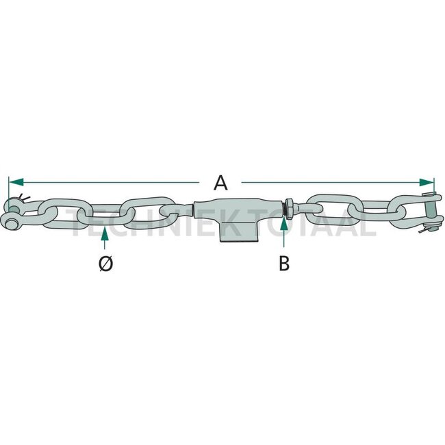 GRANIT Stabilisatorketting - 718ATC635MM | A: 635 mm | B: M20x2,5 mm | Ø: 14 mm | D: 14 mm | E: 20 mm