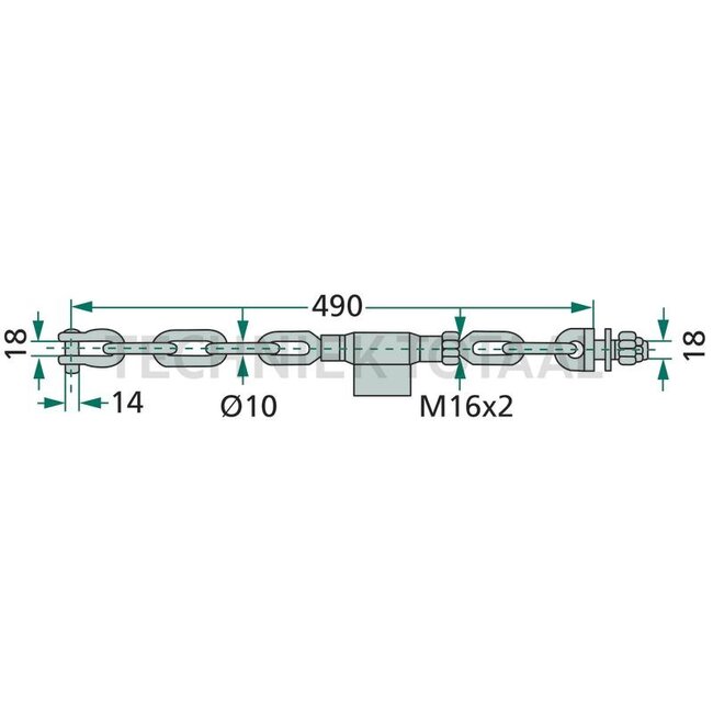 GRANIT Stabilisatorkette 490 mm, 16 x 2 mm, 14 mm, 10 mm, 1 + 3 Glieder - 70003004, 070003004
