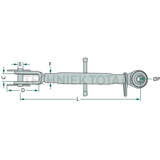 GRANIT Stabilisator - 718BST4102 | L: 420 - 570 mm | F: 24 x 3 mm | Ø P: 22 mm | C: 24 mm | D: 72 mm | E: 18 mm