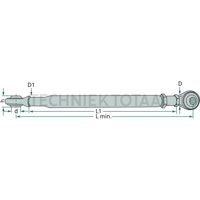 GRANIT Stabiliser bar - 71818740, 7700005029, 7711050349 | d: 22 mm | h: 35 mm | D: 24 x 3 mm | L: 690 mm | L1: 580 mm | Dimensions: 690 mm