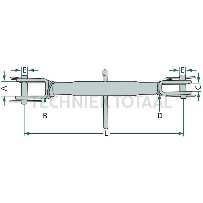 GRANIT Stabilisator - 718BSL450 | L: 450 - 600 mm | F: 24 x 2,5 mm | A: 40 mm | B: 70 mm | C: 24 mm | D: 72 mm | E: 18 mm