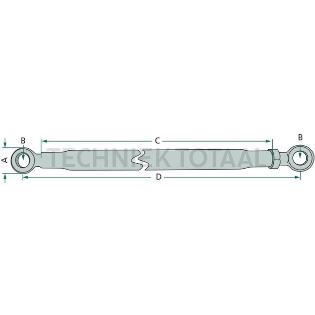 GRANIT Stabilisatorstange - 718ATC6499 | Ø A: 45 mm | Ø B: 23 mm | C Hülsenlänge: 555 mm | D Arbeitslänge: 645 - 945 mm
