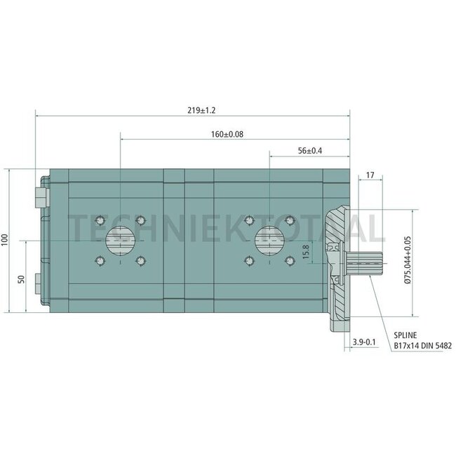 GRANIT Doppelpumpe - 25999064, 0510765351, 1-32-375-101, 132375102 | Fördervolumen: 22,5 + 16 cm³/U | Antriebswelle: Zahnw. 9Z, B 17 x 14