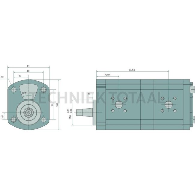 GRANIT Doppelpumpe - 25999046, 01174210, 0510665368, 1174210 | Fördervolumen: 19 + 11 cm³/U | Antriebswelle: Kegel 1:5, Ø 17 x 17