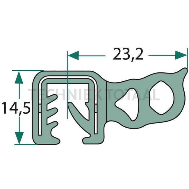 GRANIT Rubber seal 23.2 x 14.5 mm | clamping range 4-6 mm | 5 metres - AL164267