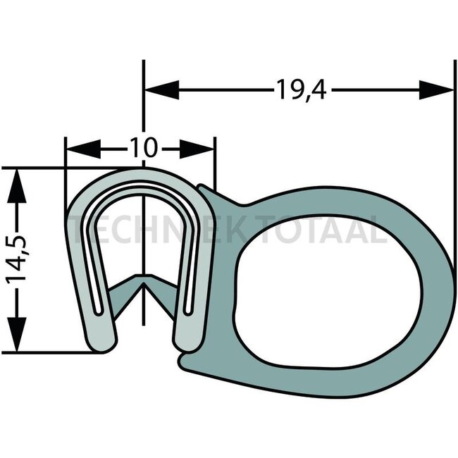 GRANIT Window rubber clamping range 1 - 4 mm, 19,4 x 14,5 mm - 25 meter