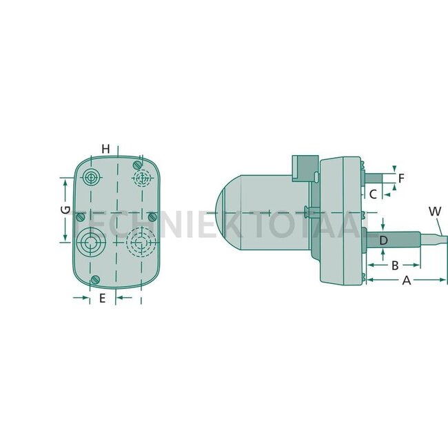 GRANIT Ruitenwissermotor - 654900084 | Hoek (°): 80 | Volt: 12 | A (mm): 60 | B (mm): 10 | D (mm): M20 x 1 | G (mm): 60 | W (mm): konisch 12 x M8 | Omw./min.: 32-50 | Aansluiting: 5-polig | Parkeerstand: links