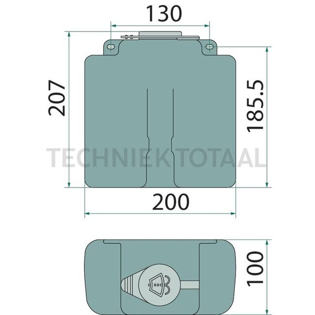 GRANIT Scheibenwaschanlagenbehälter Höhe 207 mm, Länge 200 mm, Breite 100 mm, Inhalt 3 l, Volt 12 V - 65499625, 23310012000 | Breite: 100 mm | Höhe: 207 mm | Inhalt: 3 Liter | Länge: 200 mm | Technische Daten: Pumpenbefestigung am Behälter, Pumpenart: Dual/Monop