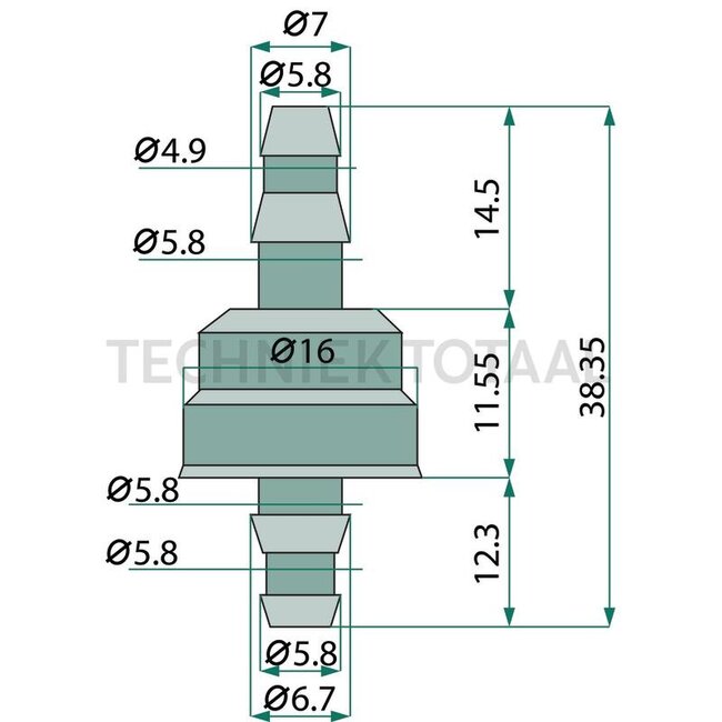 GRANIT Terugslagklep voor slangen met 3-4 mm binnen-Ø - 65499704