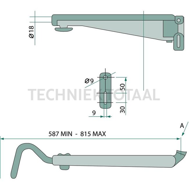 GRANIT Telescopische spiegelhouder rechts - 65499683 | Lengte min.-max.: 587 - 815 mm | Plaats: rechts