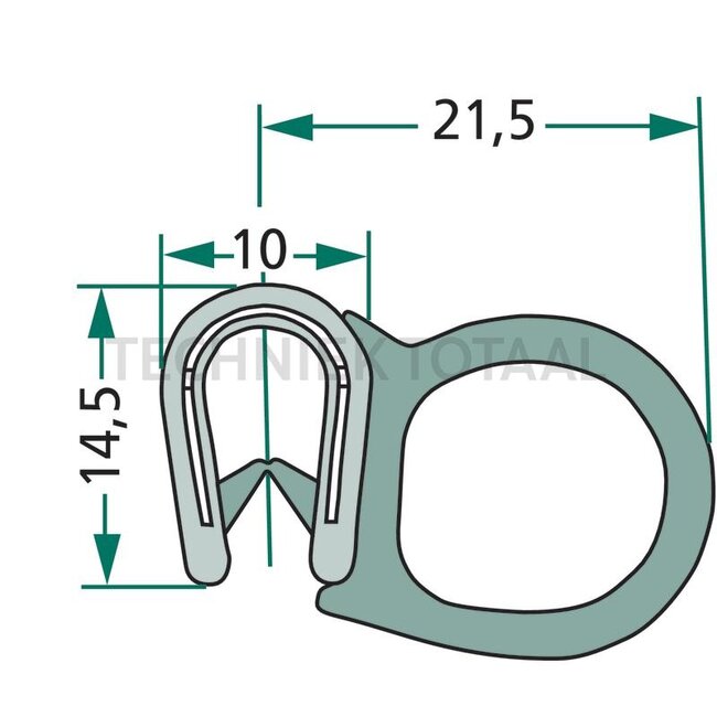 GRANIT Window rubber clamping range 1 - 4 mm, 26,5 x 14,5 mm - 5 meter