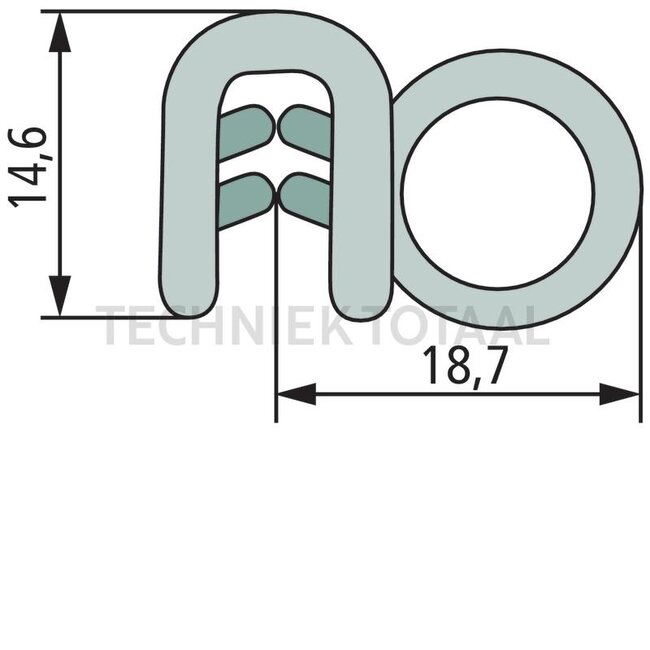 GRANIT Raamrubber 18,7 x 14,6 mm - klembereik 1,5-3 mm - 5 meter - 654921343/5 | Klembereik (mm): 1,5 - 3 | Lengte: 5 m | B: 18.7 mm | H: 14.6 mm