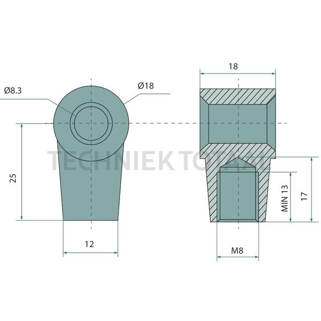 GRANIT Eye gas strut M8, E 18 mm, A 8,3 mm, B 25 mm | 552550
