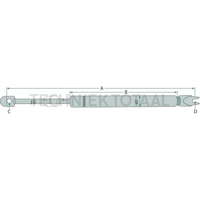 Stabilus Gasdrukveer 223,5mm 120N