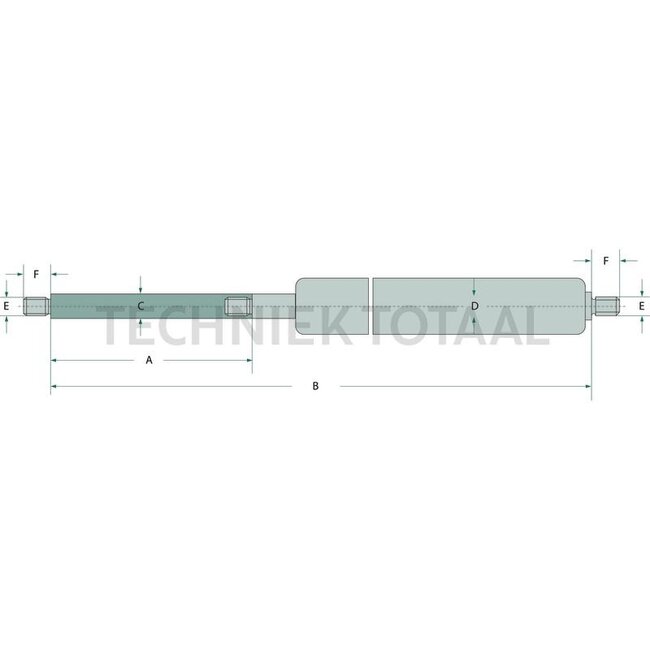 GRANIT GRANIT Gasdruckdämpfer - 65499463 | Newton: 400 | A (mm): 150 | B (mm): 370 | C (mm): 14 | D (mm): 28 | E (mm): M10 | F (mm): 14