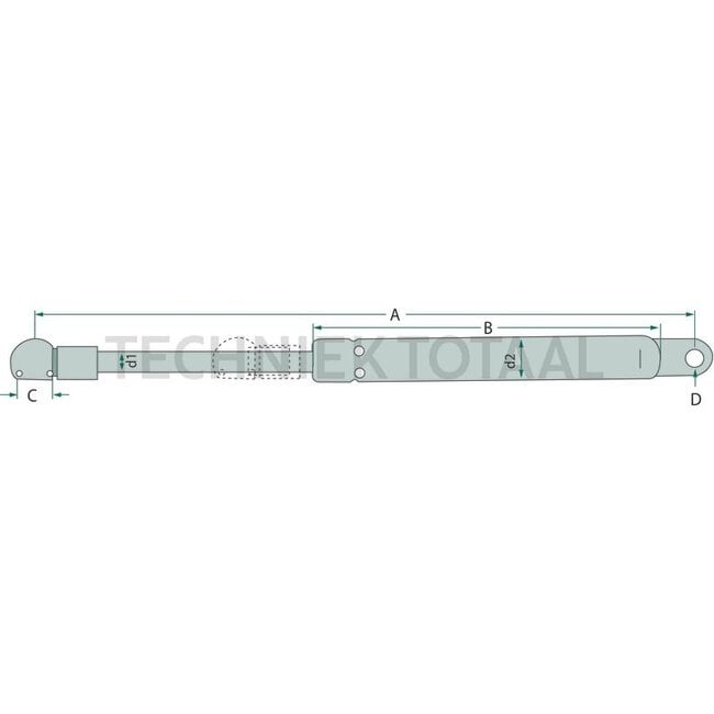 GRANIT Gasdruckdämpfer Heckscheibe 150 N, 735 mm, Hub 317 mm John Deere 6208YS | AL68211
