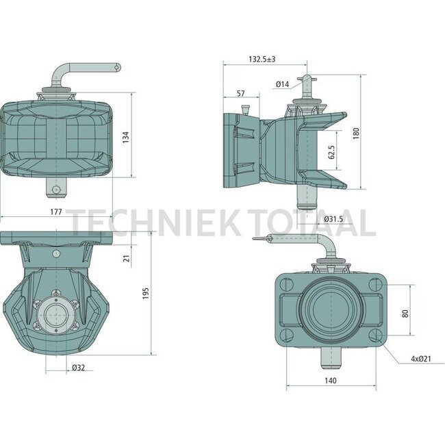Scharmüller Flenskoppeling Scharmüller - 77705141501, 5.1415.01-A02, 05.1415.01-A02 | Vergrendeling: Pen handmatig | Koppelingspen: 31 mm | Gatenpatroon: 140 x 80 mm | Boring: M20 mm | Oplegdruk: 2500 kg | D-waarde: 82,4 kN | Kleur: zwart | Aantal gaten: 4 | Borings-