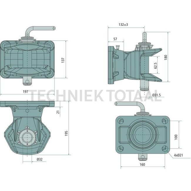 Scharmüller Flenskoppeling - 77705160501, 5.1605.01-A02, 05.1605.01-A02 | Vergrendeling: Pen handmatig | Koppelingspen: 31 mm | Gatenpatroon: 160 x 100 mm | Boring: M20 mm | Oplegdruk: 2500 kg | D-waarde: 82,4 kN | Kleur: zwart | Aantal gaten: 4 | Borings-Ø: 21 mm |
