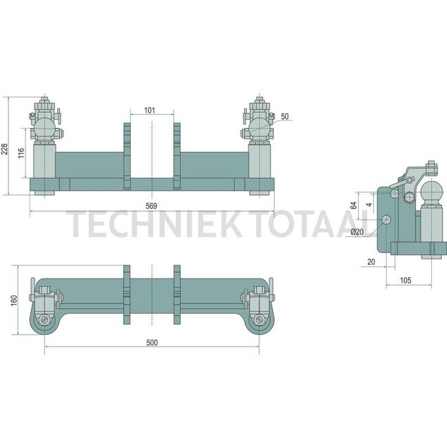 Scharmüller Forced steering For 80 hitch insert - 77700520330, 0.520.33.0-A02, 00.520.33.0-A02 | Assembly notes: Both ends | Lock: K50 | Steering power: 2 t | Internal width: 101 mm | Colour: Black | Description: Approved for steering forces up to 20 kN (2 t)