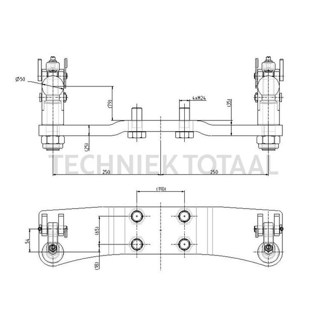Sauermann Positive steering double-sided | downwards | ball Ø 50 mm - AL176727, AL176729, JAL176441