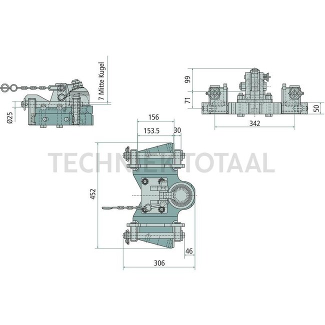 Scharmüller Ondertrekhaak - 777009603060A11, 0.960.306.0-A11, 00.960.306.0-A11, 0098117100000 | Vergrendeling: kogel 80 | Oplegdruk: 3000 kg | D-waarde: 65,7 kN | Lengte: 306 mm | Breedte: 443 mm | Dikte: 50 mm | Aantal hartbouten: 1 | Kleur: AGCO grijs | Lengte x br