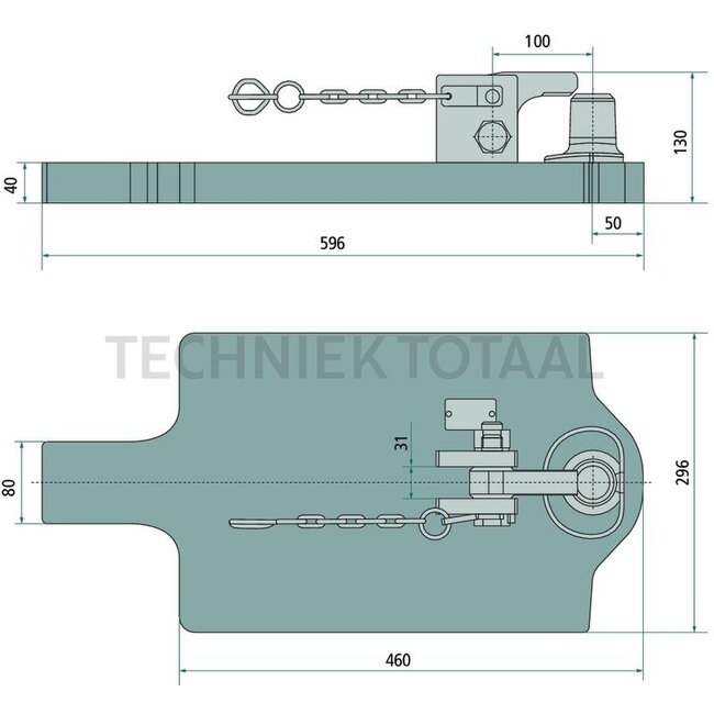 Scharmüller Tragplatte Piton Fix 2000 kg, 596 x 296 mm, Stärke 40 mm