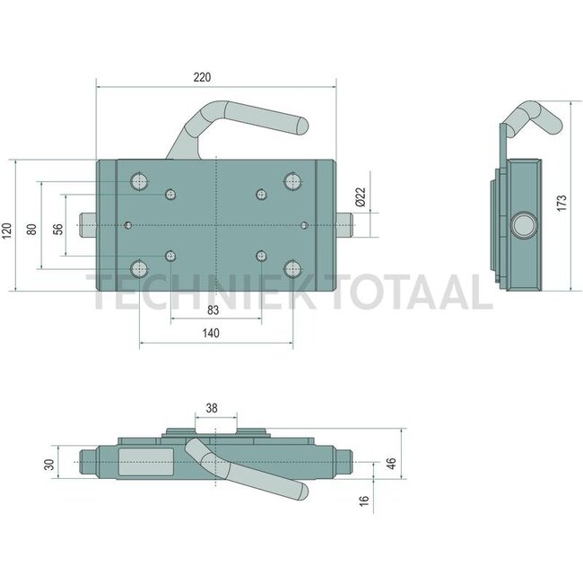 Scharmüller Adapter plate 220mm - 11017424, G178500060011 | Load capacity: 2000 kg | D-value: 89,3 kN | Rail width: 220 mm | Hole pattern: 140 x 83 mm | Guide width: 30 mm | Plate height: 120 mm | Colour: AGCO grey | No. of holes: 8 | No. of holes: 8 | Description: H