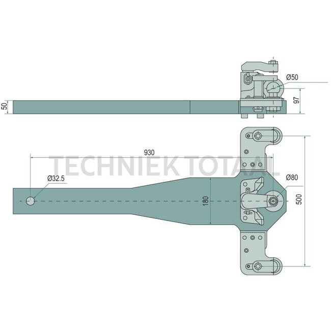 ROCKINGER Support plate System 80 forced steering, ball K50, 930 x 180 mm